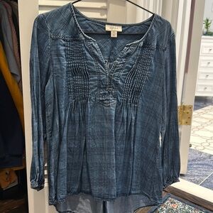 Jean colored blouse too midi long sleeve